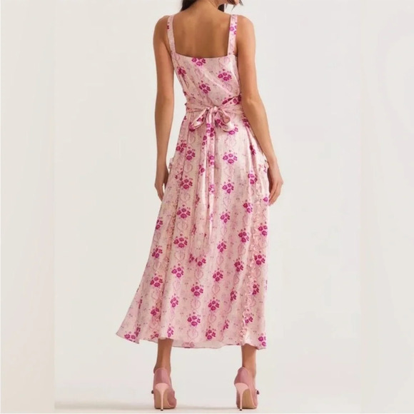 LoveShackFancy Kendall Satin Floral Pink Midi Dress size 0 - Picture 11 of 11